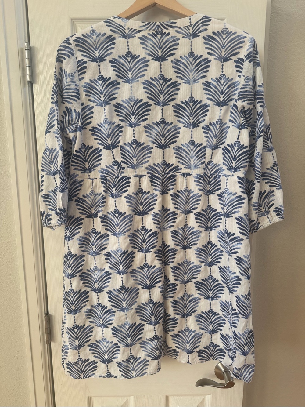 J. Jill White Cotton Dress with Blue Botanical Print - Picture 6 of 8